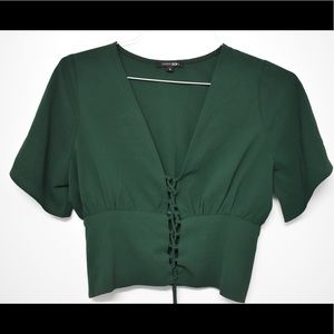 Papermoon lace up croped blouse